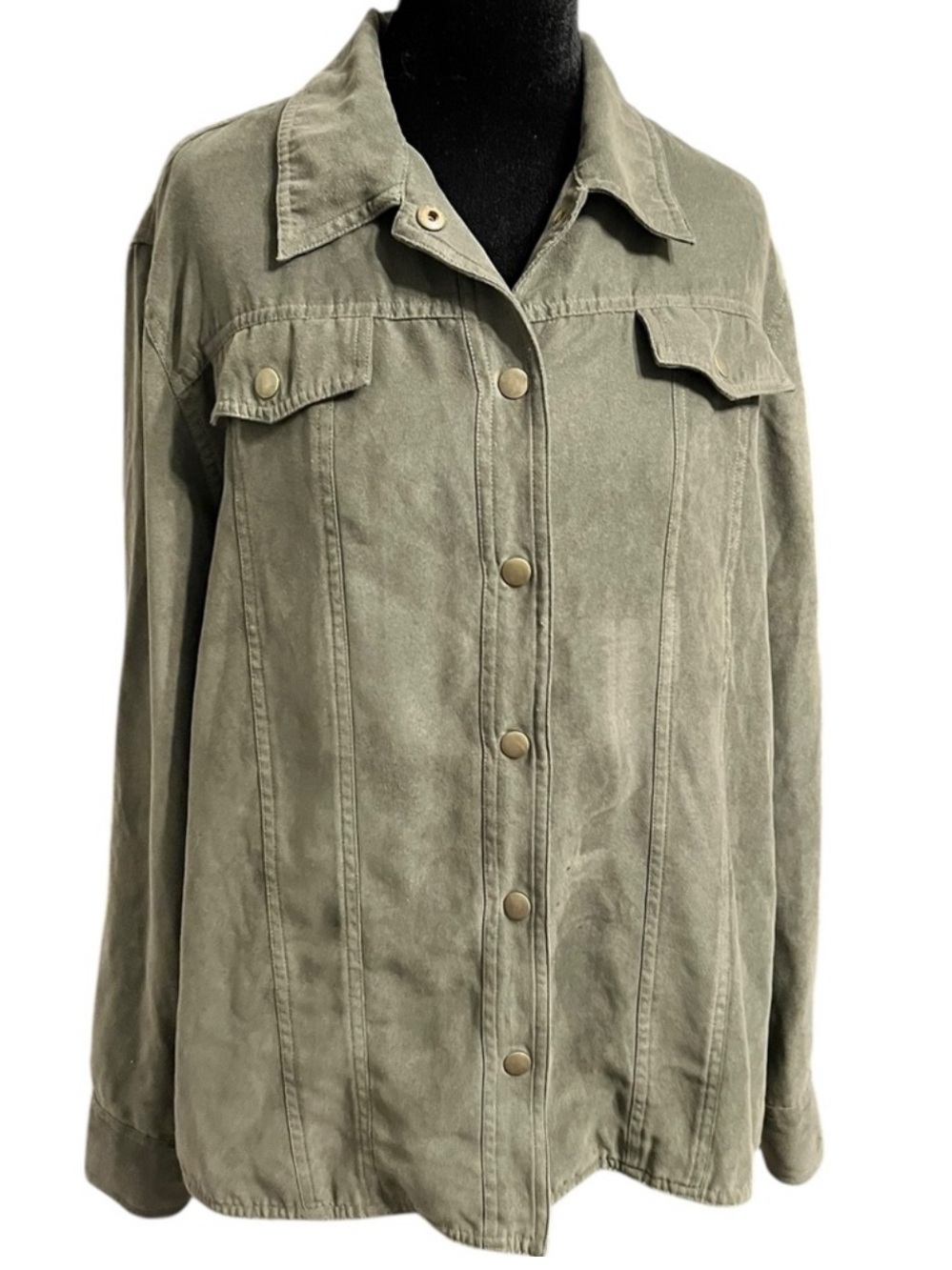 Alfred Dunner Green Utility Shacket women’s Plus Size 16